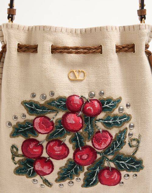 Valentino Garavani - Valentino Garavani Nellcôte Alice Embroidered Bag With Fringes - Natural/multicolour - Woman - Shoulder Bags